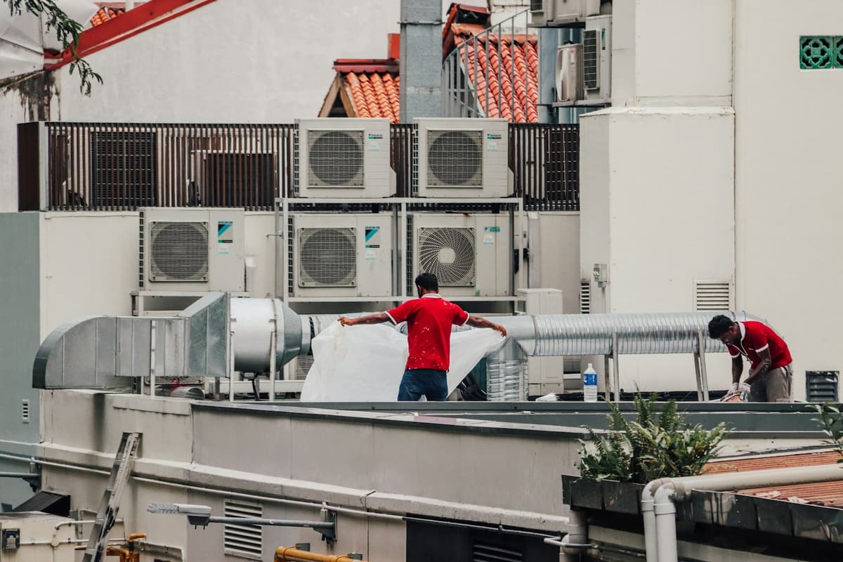 A hvac technician at work